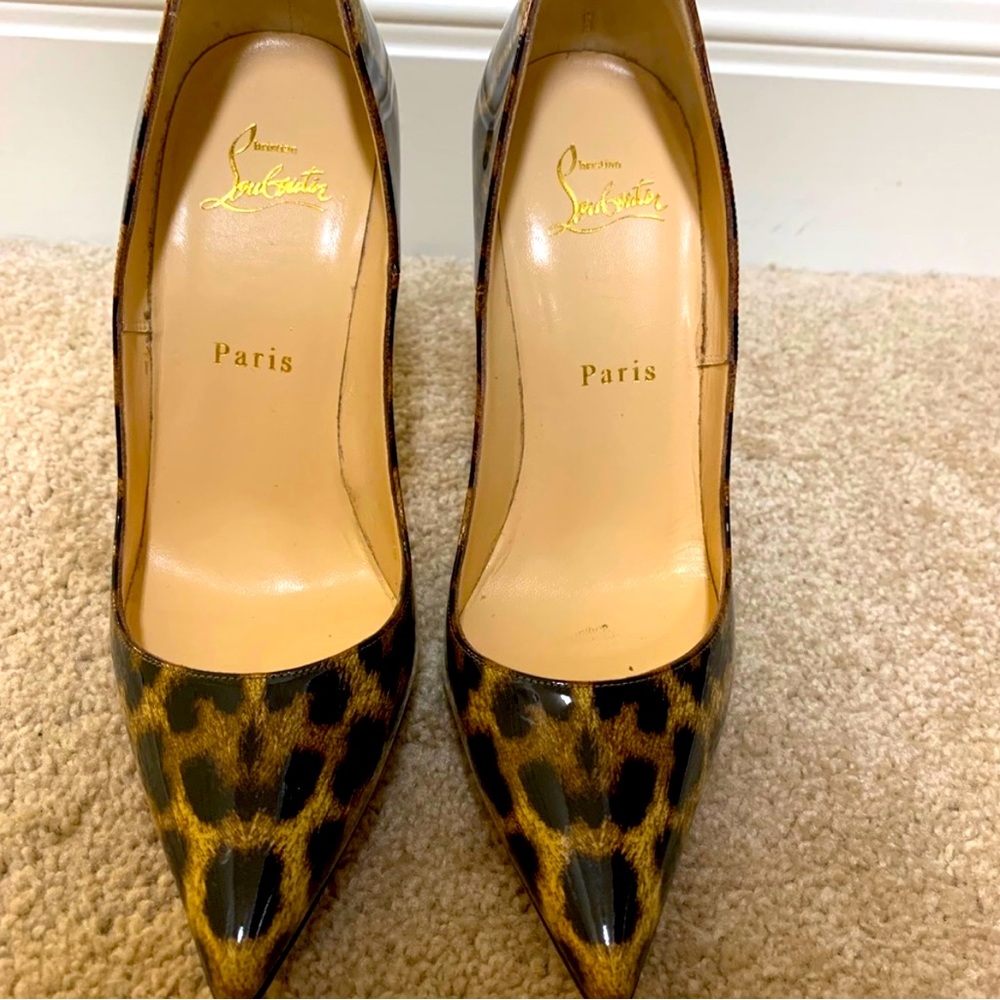 Christian Louboutin Pigalle 120 patent leather leopard pumps 37.5
